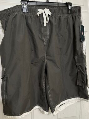 U.S. Apparel, 2XL, gray swim trunks